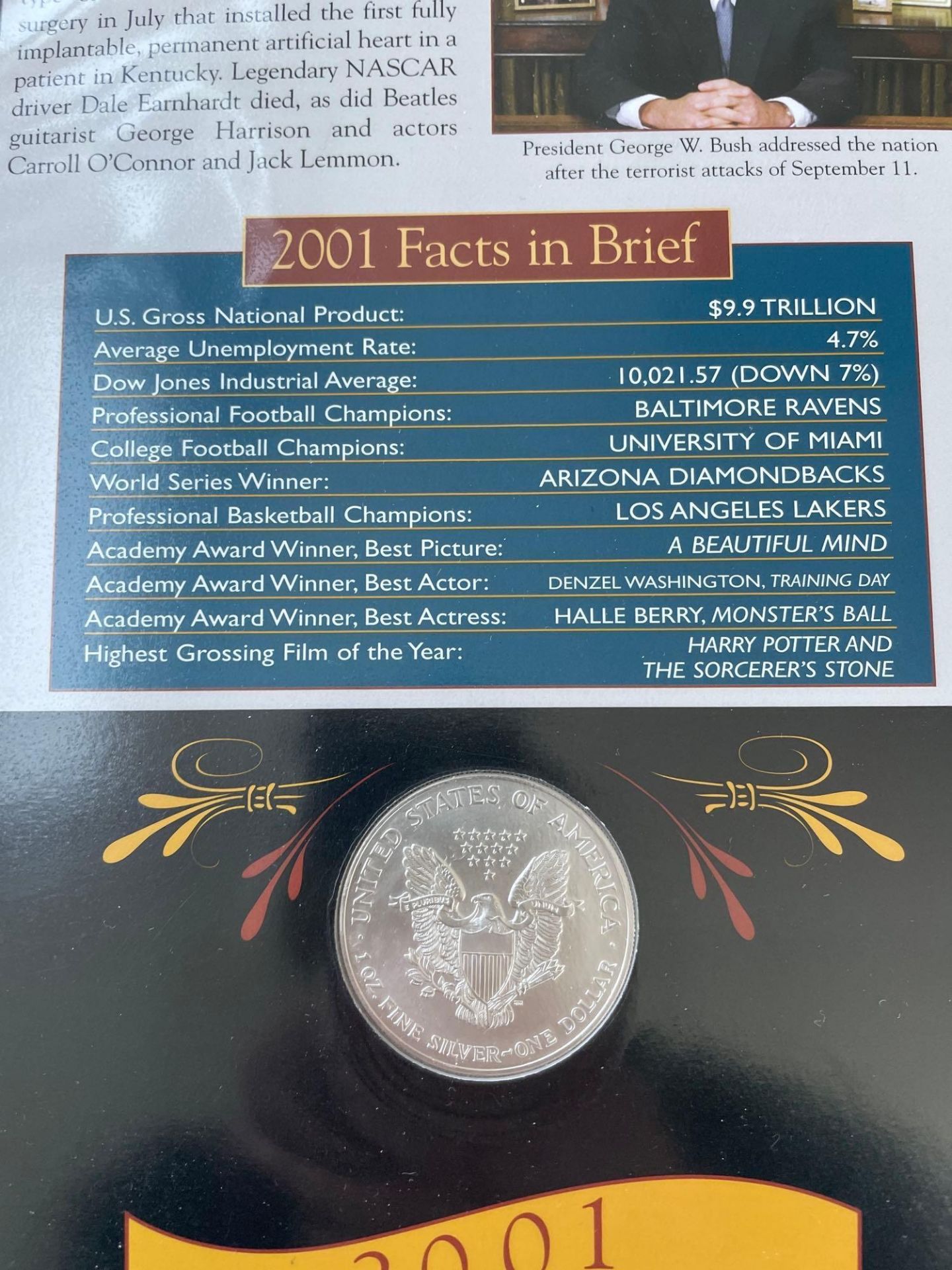 2001 Silver Eagle with Commerative Sleeve - Image 4 of 4