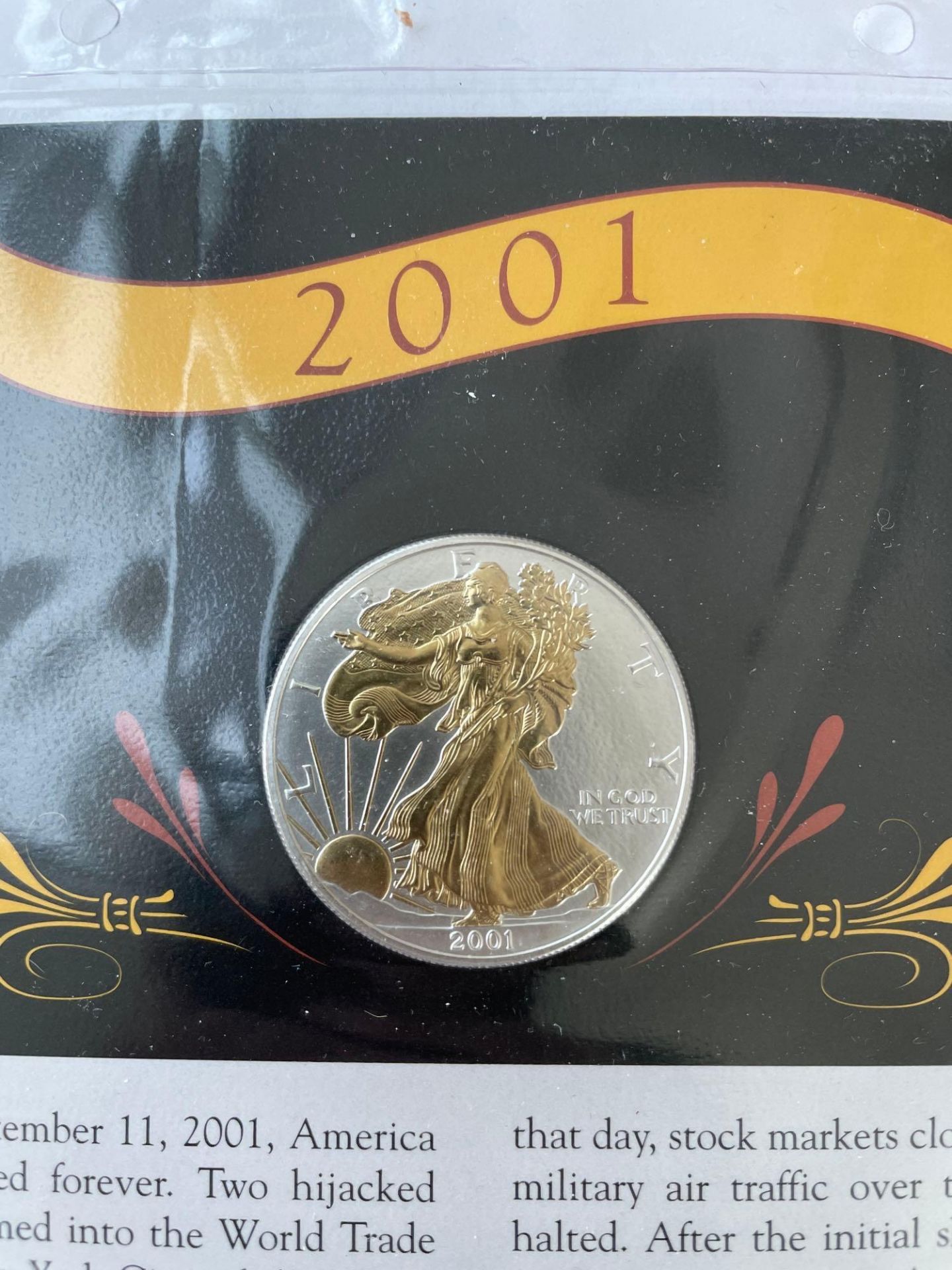 2001 Silver Eagle with Commerative Sleeve - Image 2 of 4