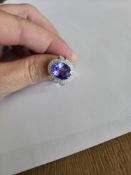 Platinum Tanzanite and Diamond Ring