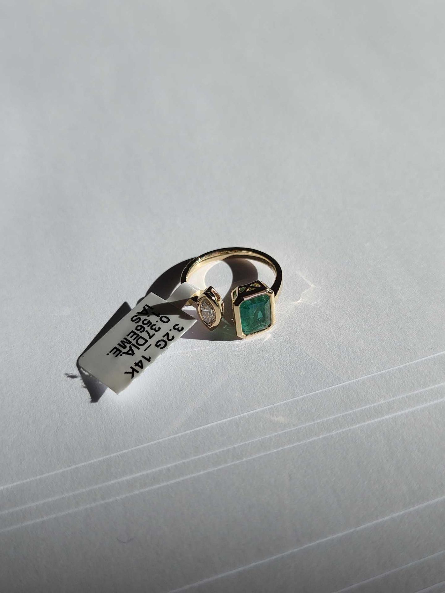 14KT Yellow Gold Diamond and Emerald Ring - Image 3 of 5