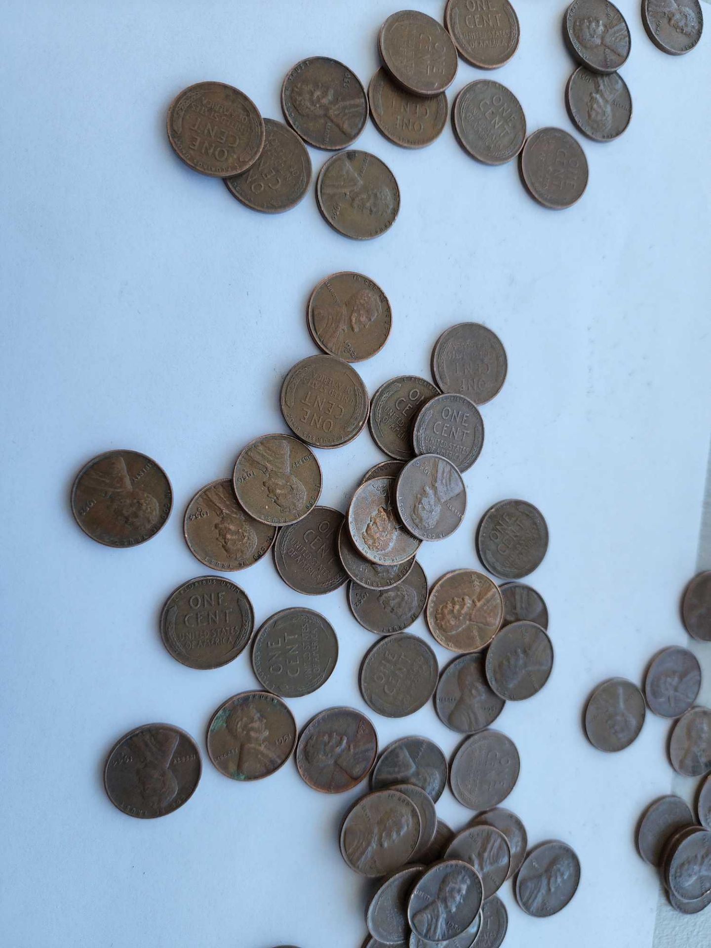 approx 100 wheat back 1950s and 1940s pennies