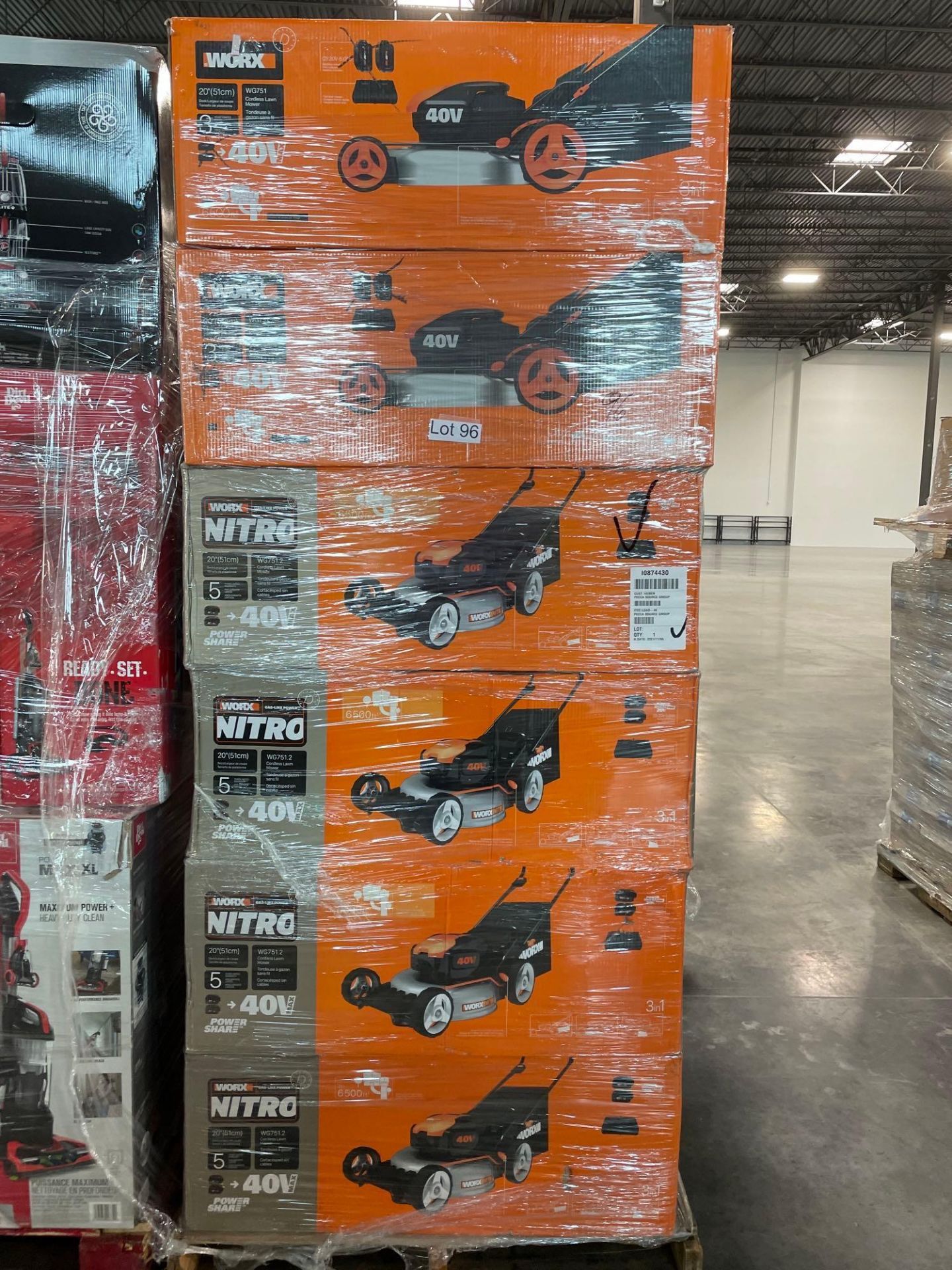 pallet of work nitro lawn mowers some may not have batteries and chargers