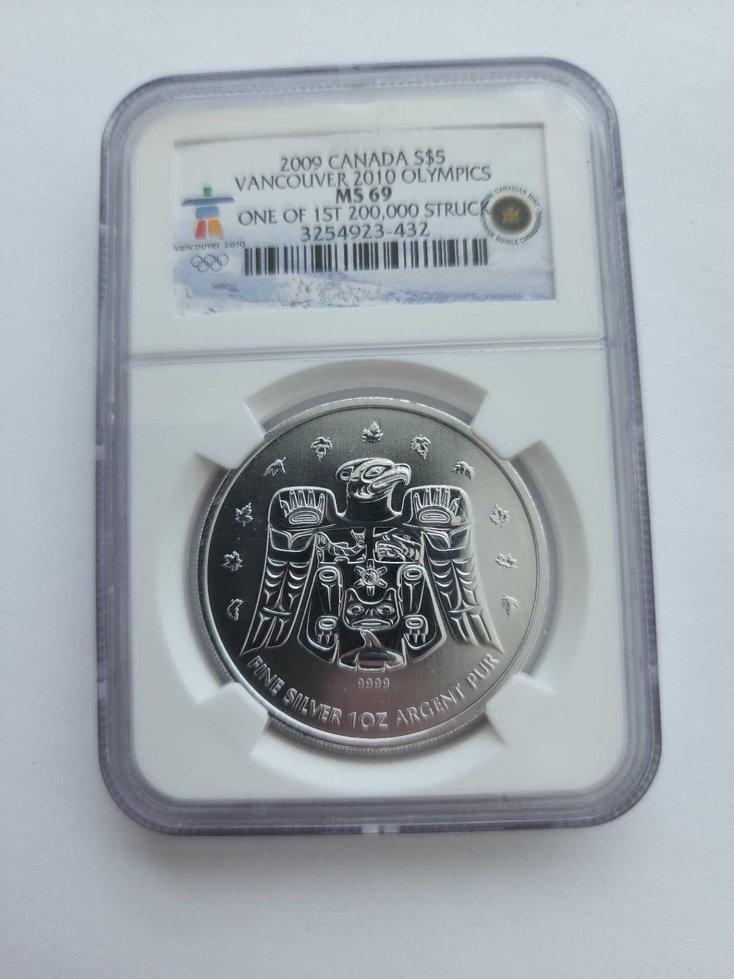 2009 Canada Olympics graded silver coin