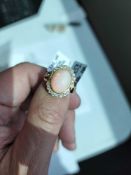 14K Yellow Gold Lady's Custome Made Diamond & Opal Ring 5.80 GR TW