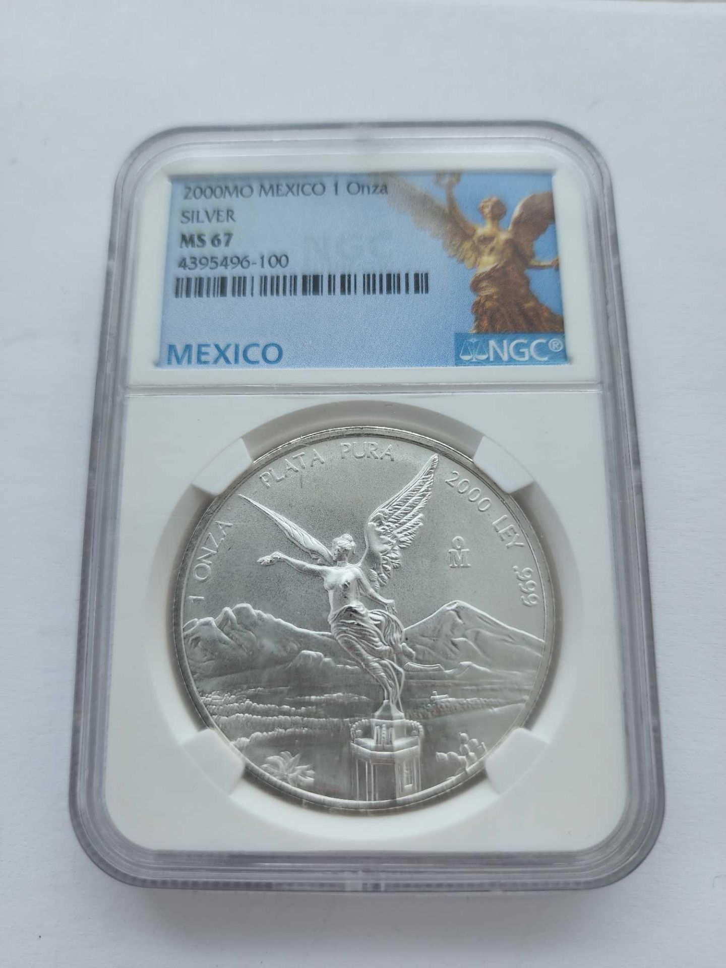 2000 Mexico 1 onza silver graded coin