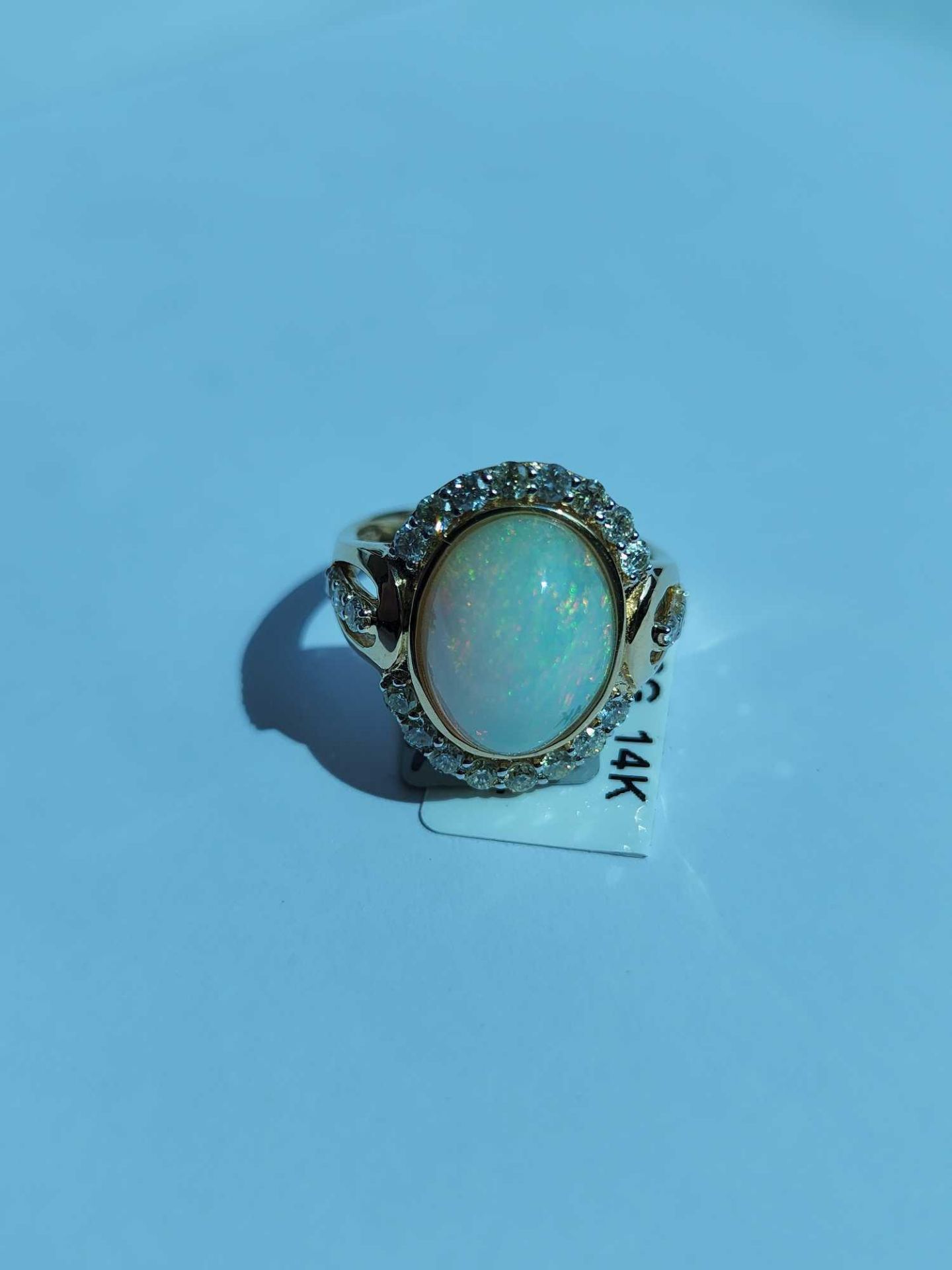 14K Yellow Gold Lady's Custome Made Diamond & Opal Ring 5.80 GR TW - Image 3 of 7
