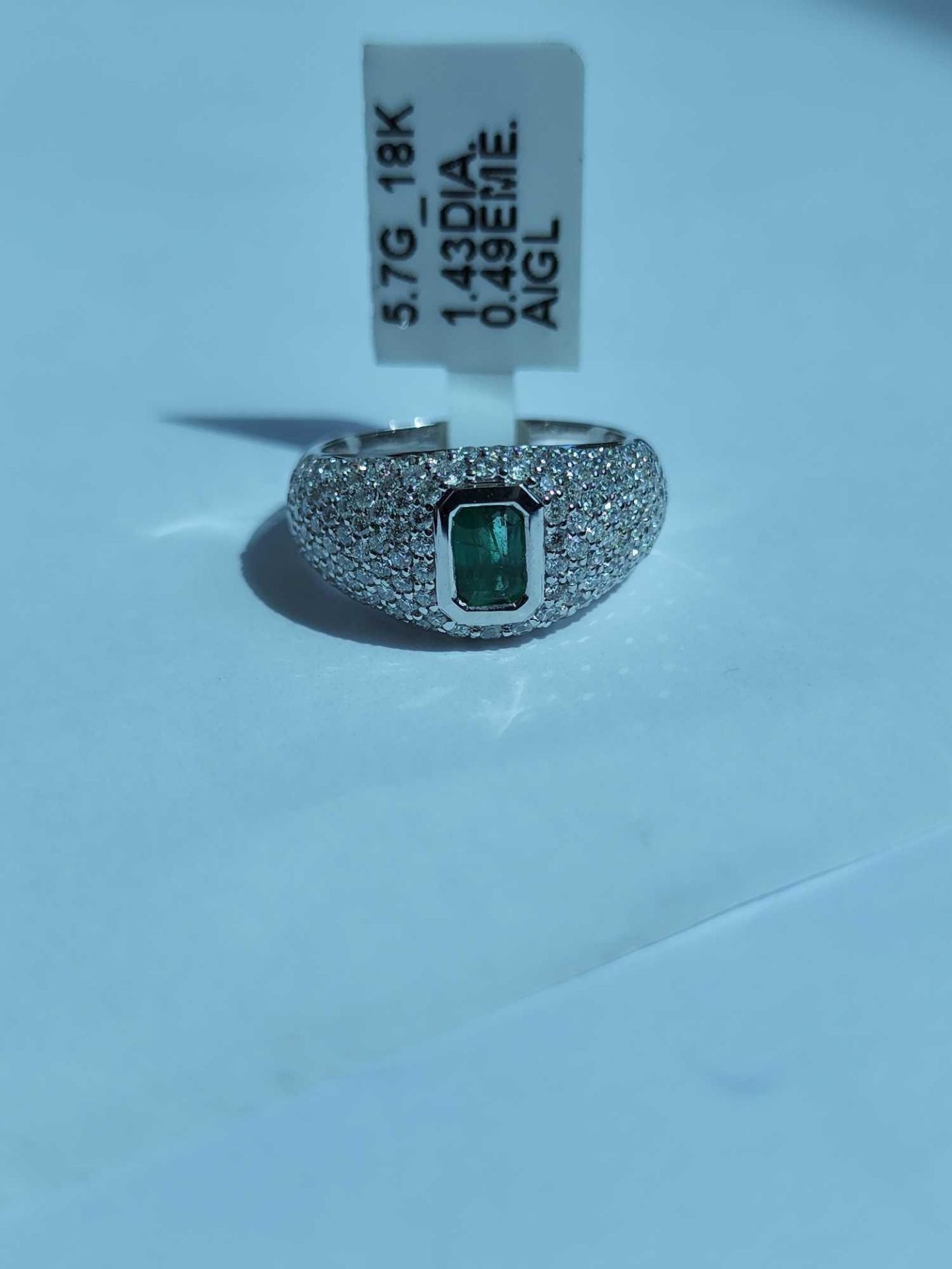 18Kt Emerald & Dimaond .49 ct Emerald/ 1.43 cts Diamond - Image 6 of 8