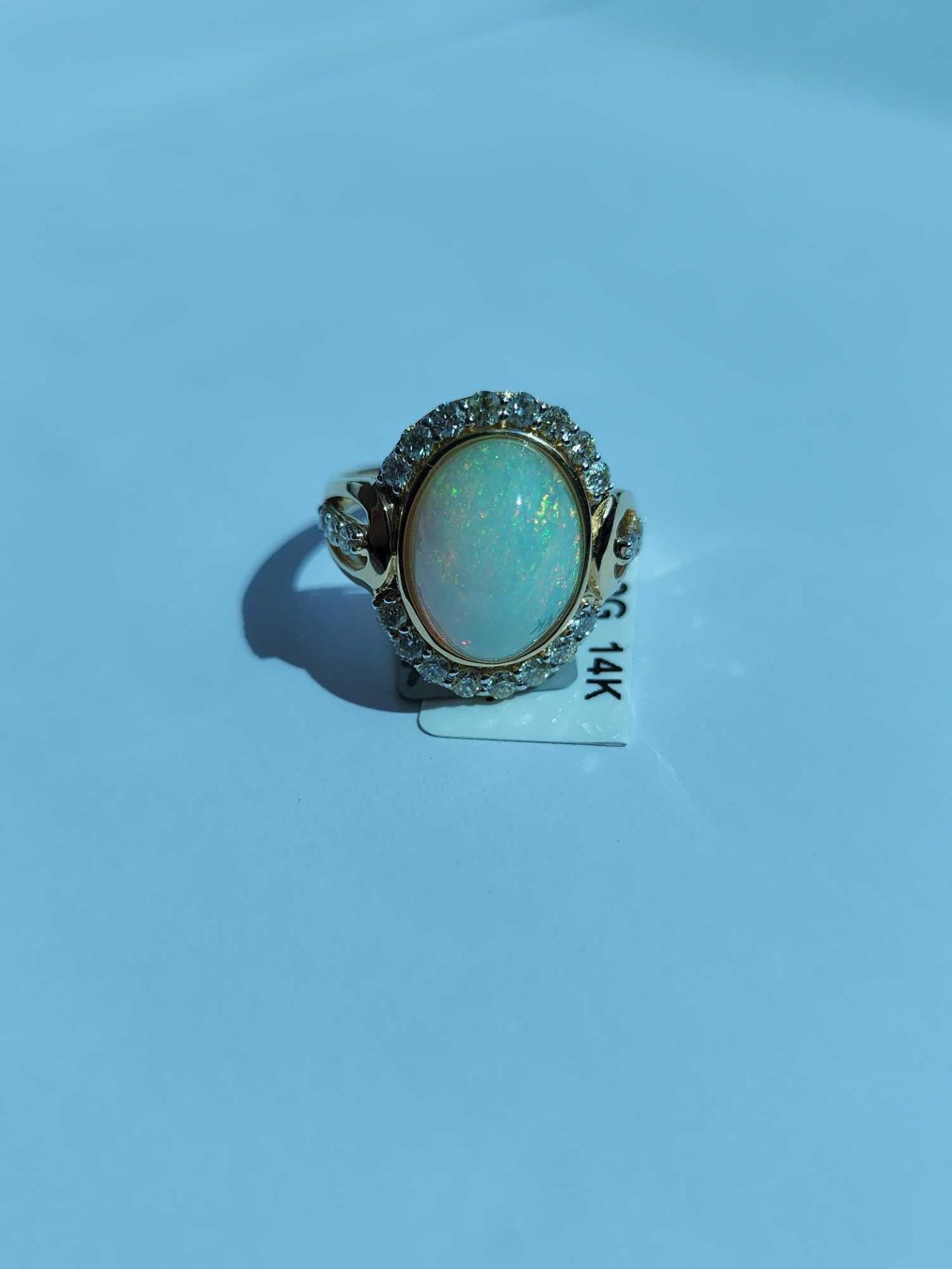 14K Yellow Gold Lady's Custome Made Diamond & Opal Ring 5.80 GR TW - Image 2 of 7