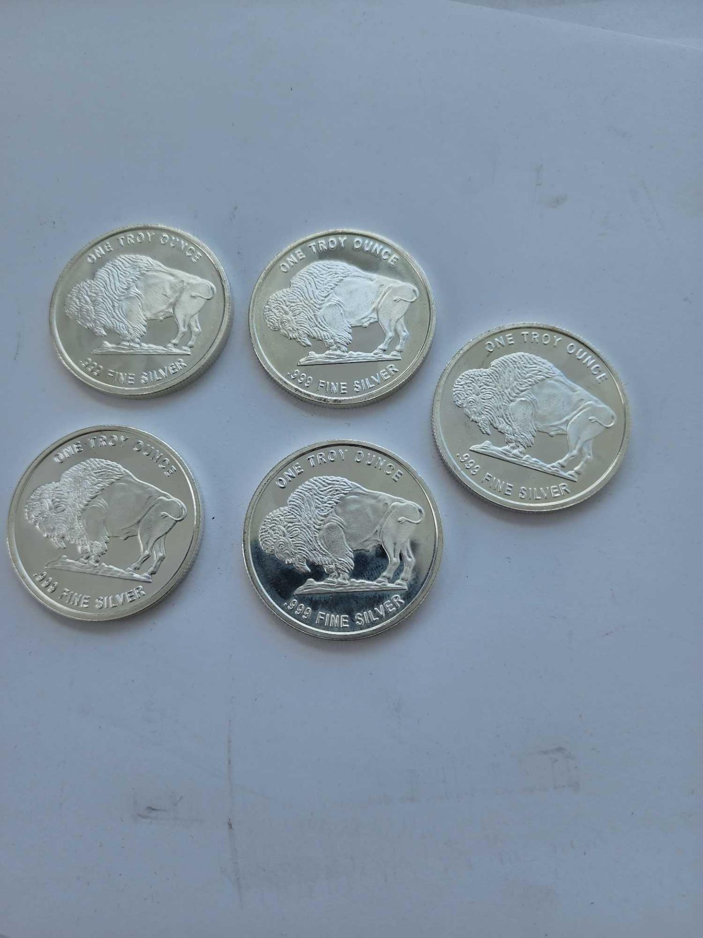 5 1 oz Buffalo Style Silver Coins - Image 2 of 2