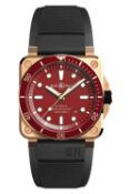 Bell and Ross BR-O392 Diver Red and Bronze Limited Edition with Box and Warranty Card