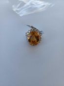 Yellow Gold Diamond and Cirtrine Ring