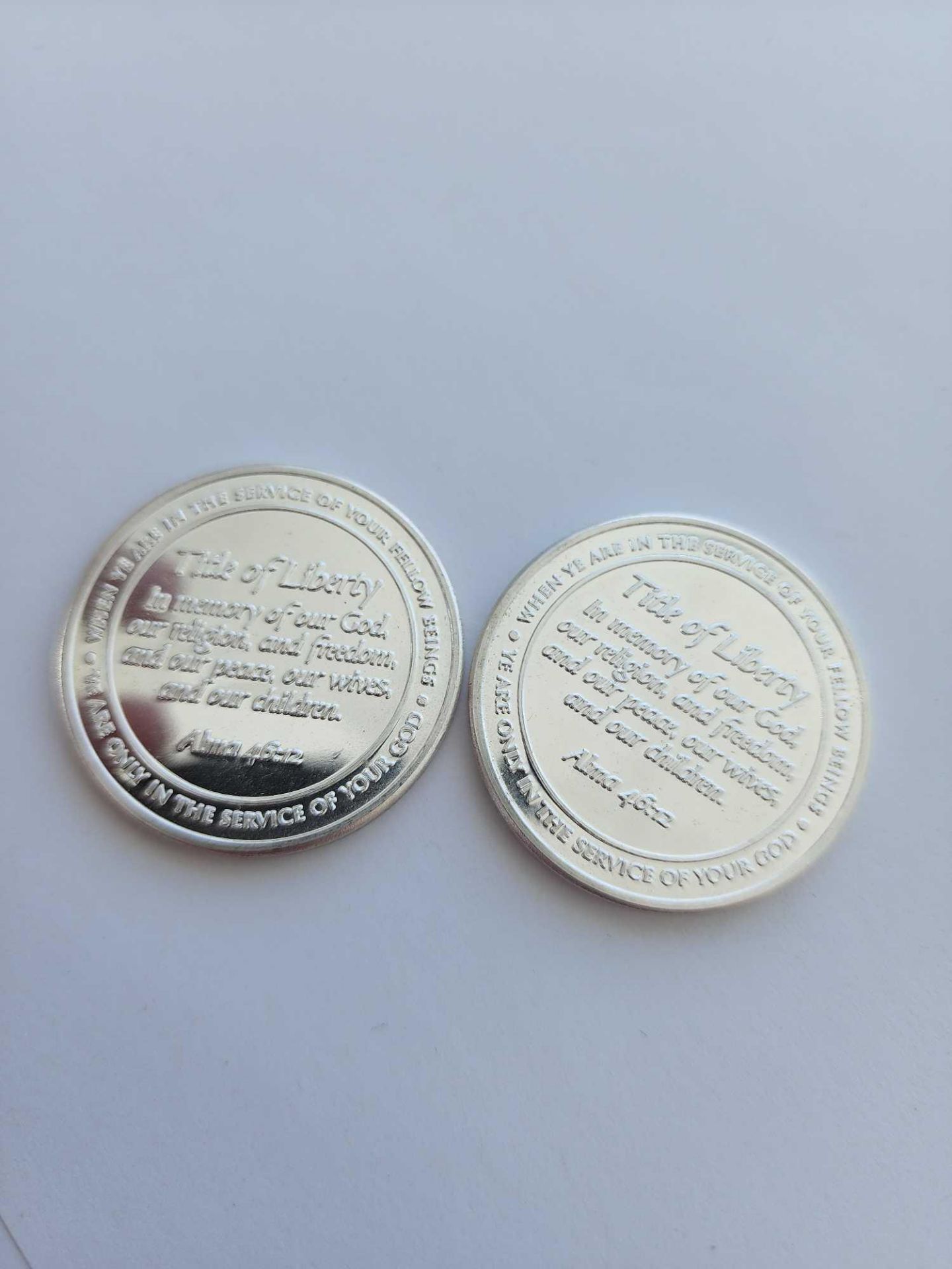 2 Moroni Title of Liberty Silver Coins - Image 3 of 4