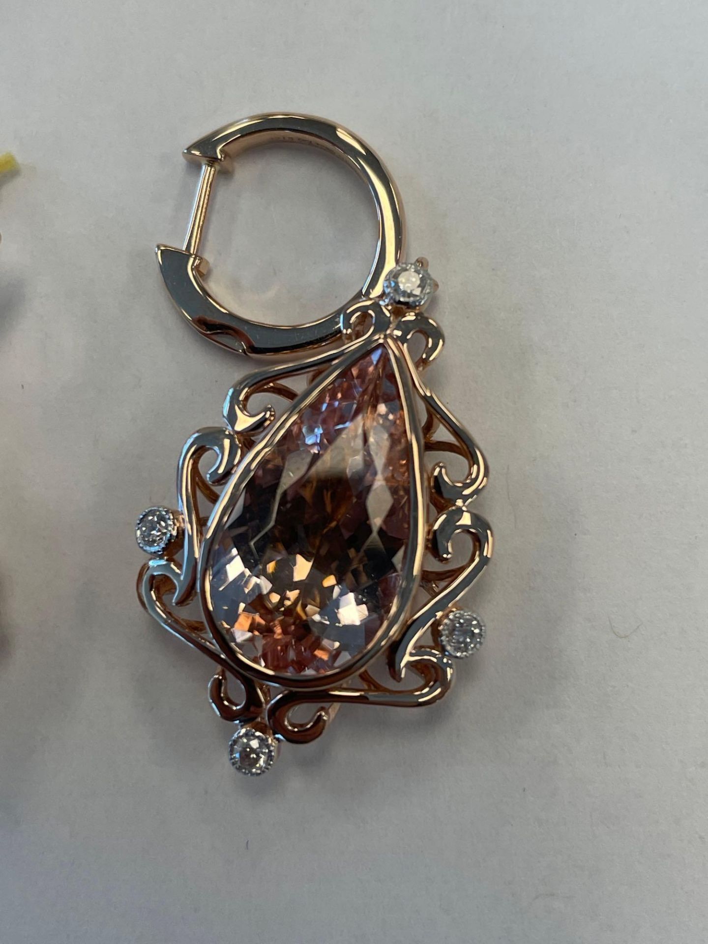 14K Rose Gold Custom Lady's Diamond & Morganite Pair of Earrings 12.90 Gr tw - Image 2 of 7