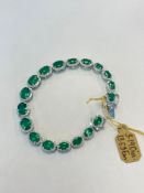 14Kt White Gold Lady's Cast & assembled emerald & diamond Bracelet