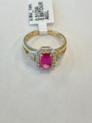 14k Gold Tourmaline & Diamond Ring