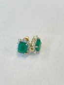 18KT Yellow Gold ladies Emerald & Diamond Earrings