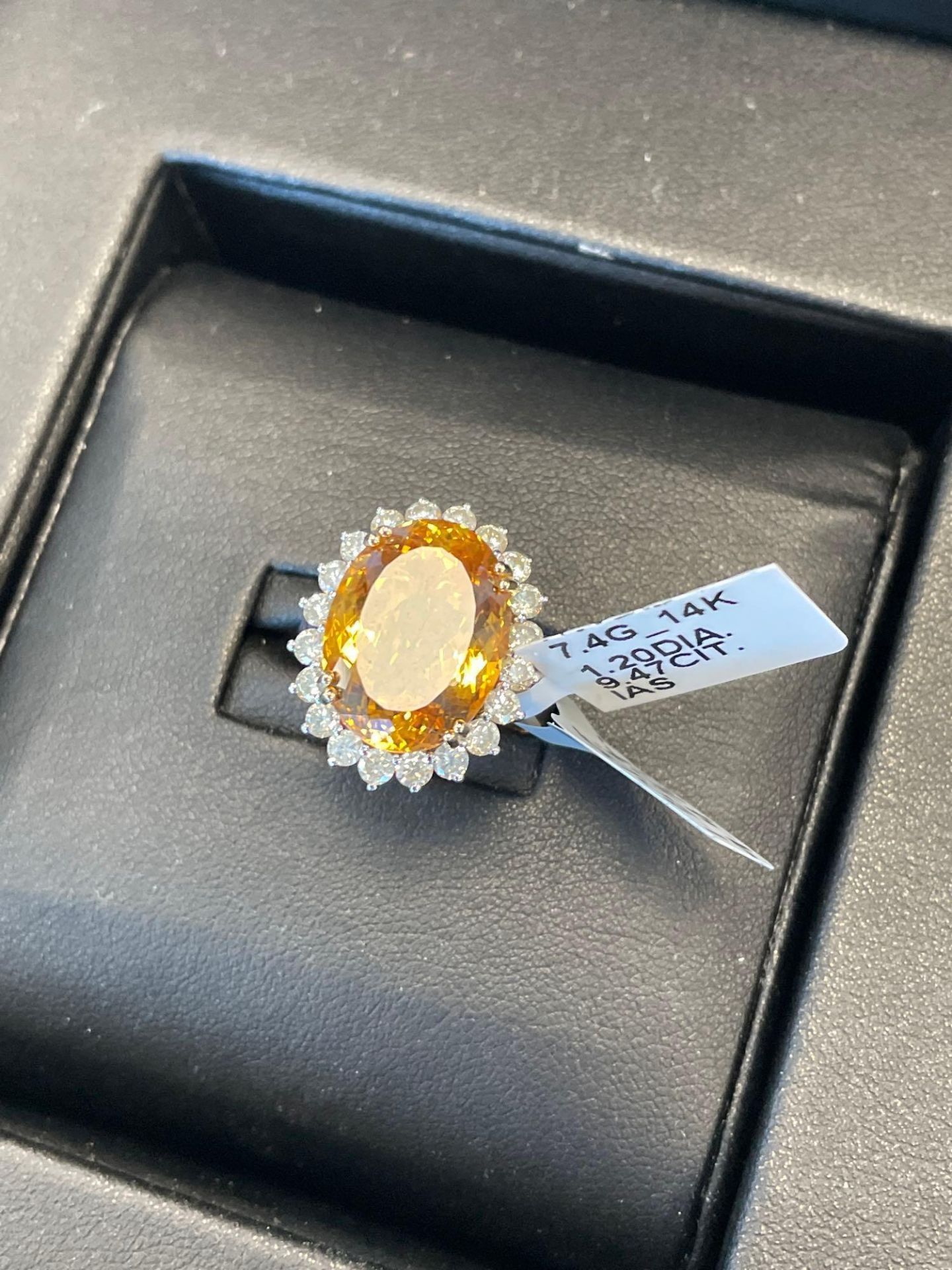 14K Yellow Gold Lady's Custom Made Diamond & Citrine Ring