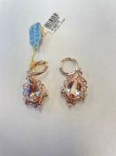 14K Rose Gold Custom Lady's Diamond & Morganite Pair of Earrings 12.90 Gr tw