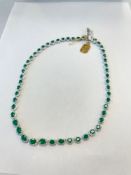 Platinum Emerald & Diamond Necklace 50 emeralds 19.55 cts/ 619 Round diamonds 6.86 cts