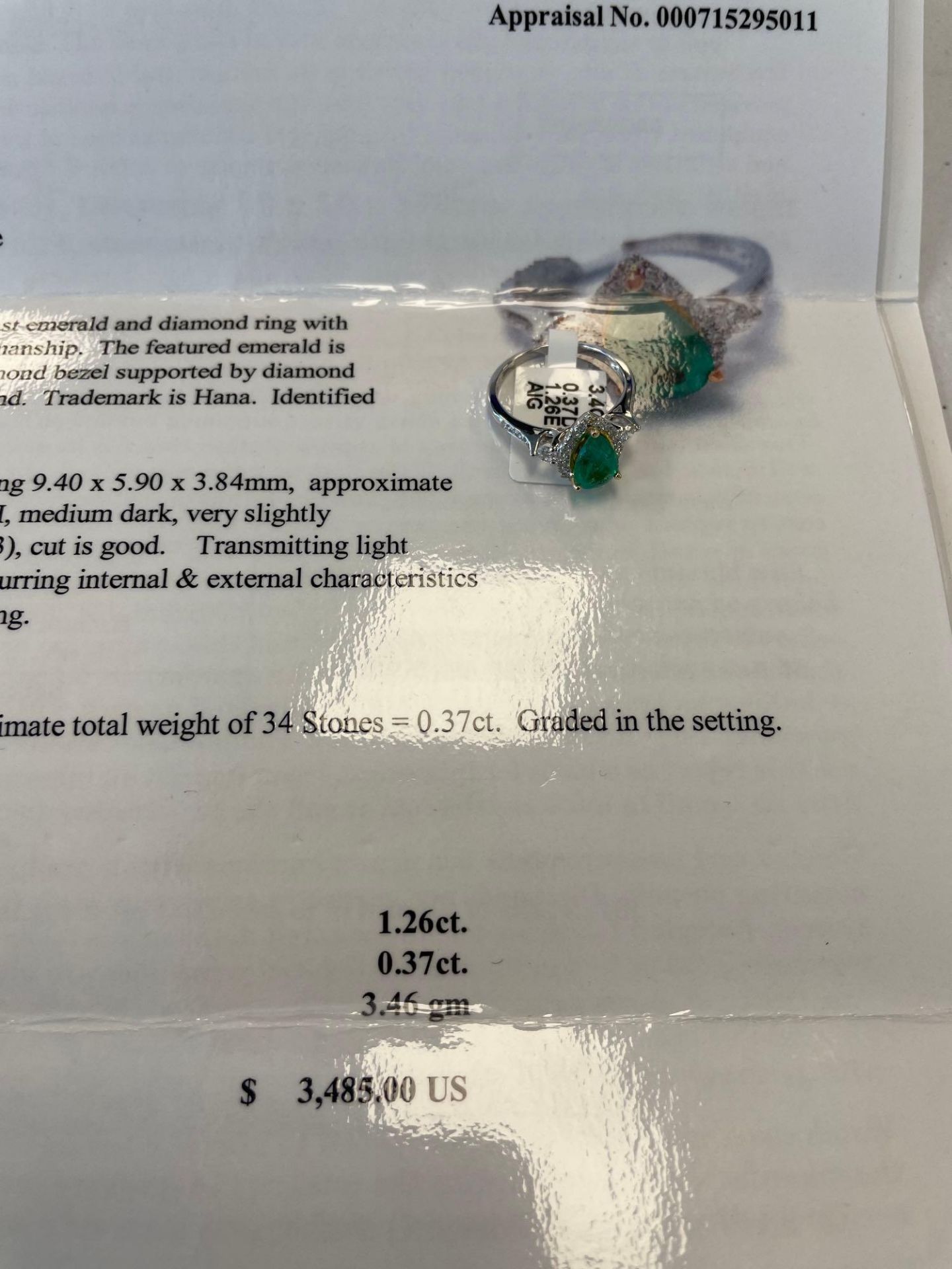 18KT White Gold ladies Emerald & Diamond Ring - Image 5 of 6