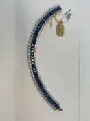 Sapphire & Diamond Bracelet 43 faceted sapphires 22.89 cts 258 round diamonds 4.32 cts 7.5in in leng