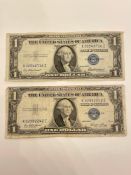 Two $1 Silver Certificates 1935
