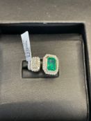 18K Gold Emerald & Diamond Ring Oscar Friedman Emerald 2.23 cts/ 44 round diamonds .55 cts