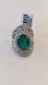 18KT White Gold Emerald & Diamond Ring