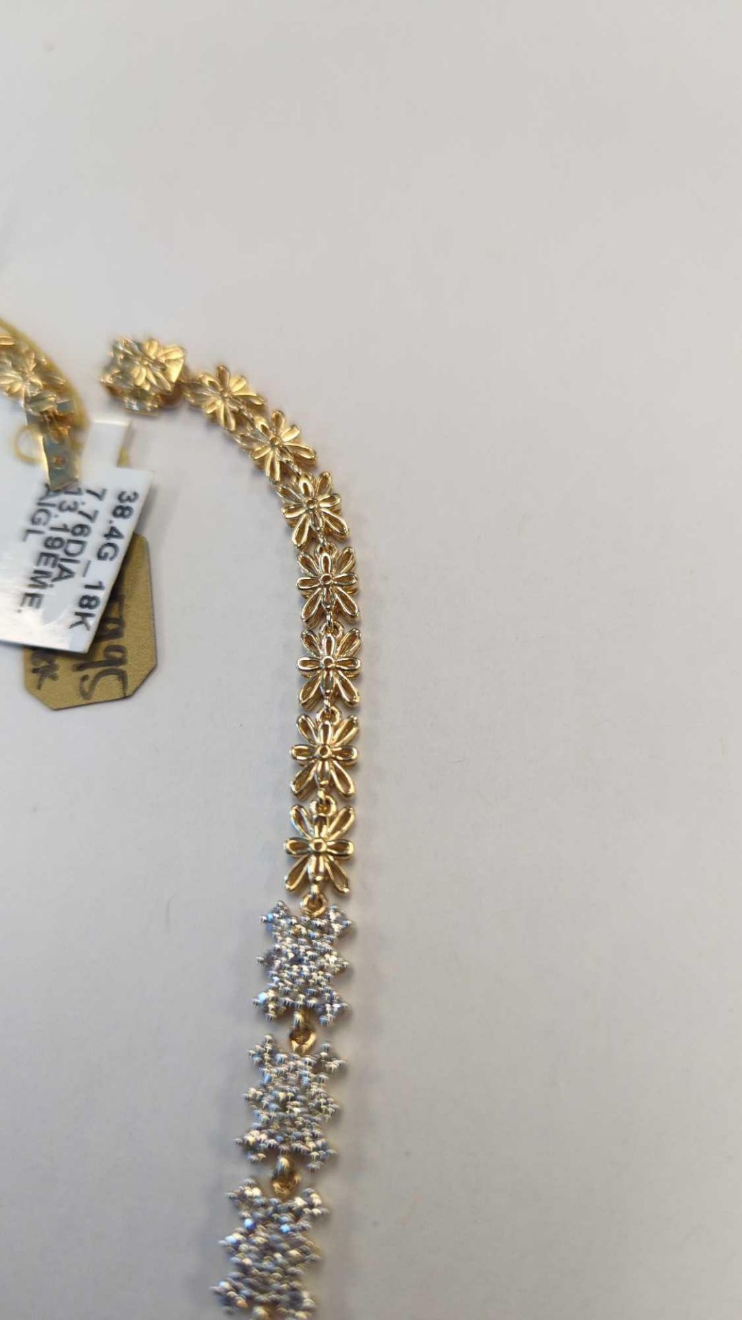 18K Gold Emerald & Diamond Necklace Oscar Friedman designer Necklace, 9 Emeralds 13.19 cts/ 406 roun - Image 8 of 8