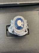 Platinum Sapphire & Diamond Ring Sapphire 7.34 ct/ 72 diamonds