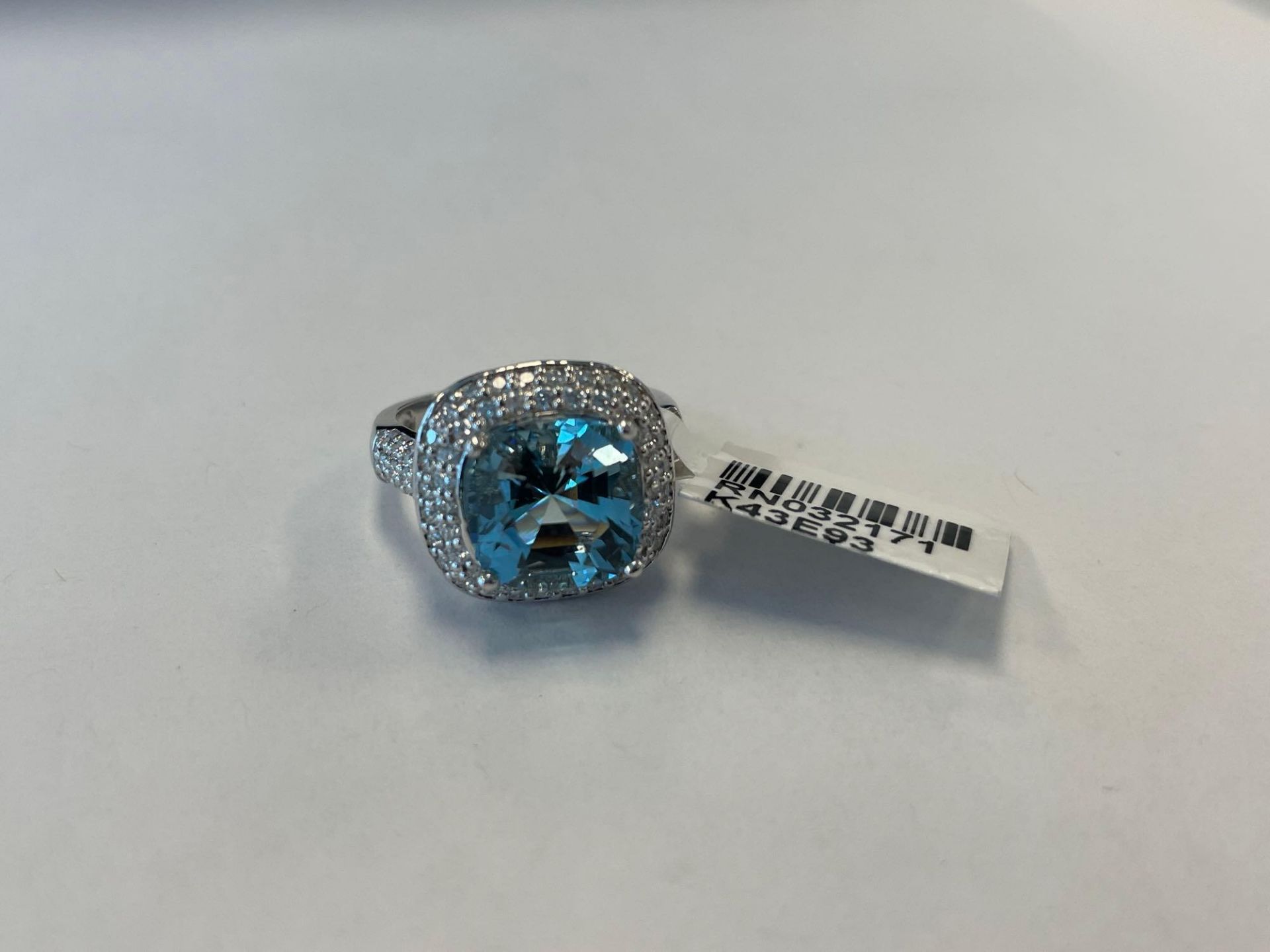 Lady's Aquamarine & Diamond Ring 14kt White Gold Mounting - Image 3 of 7