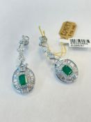 14K Gold Emerald & Diamond Earrings