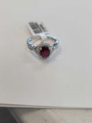 Ruby and Diamond Ring 14KT Gold, 1.17 Ruby, .36 Cts Diamond