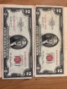 Two $2 Red Seal Bills