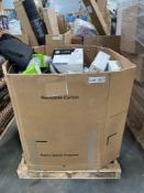 pallet of massager print cartridges monitors and more