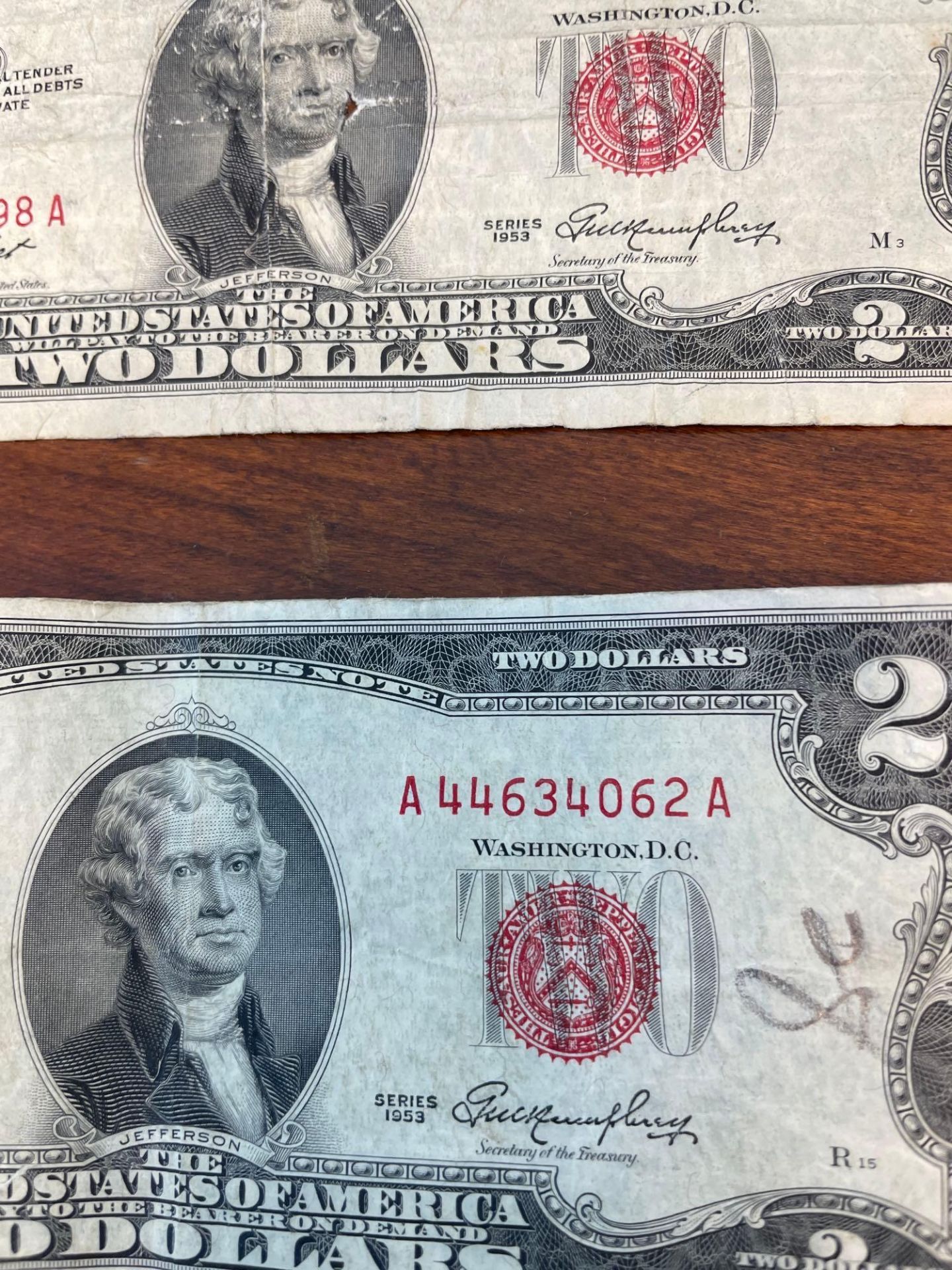 2 1953 Red Seal 2 Dollar Bills - Image 2 of 3