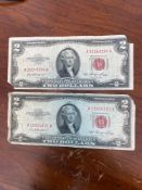 2 1953 Red Seal 2 Dollar Bills