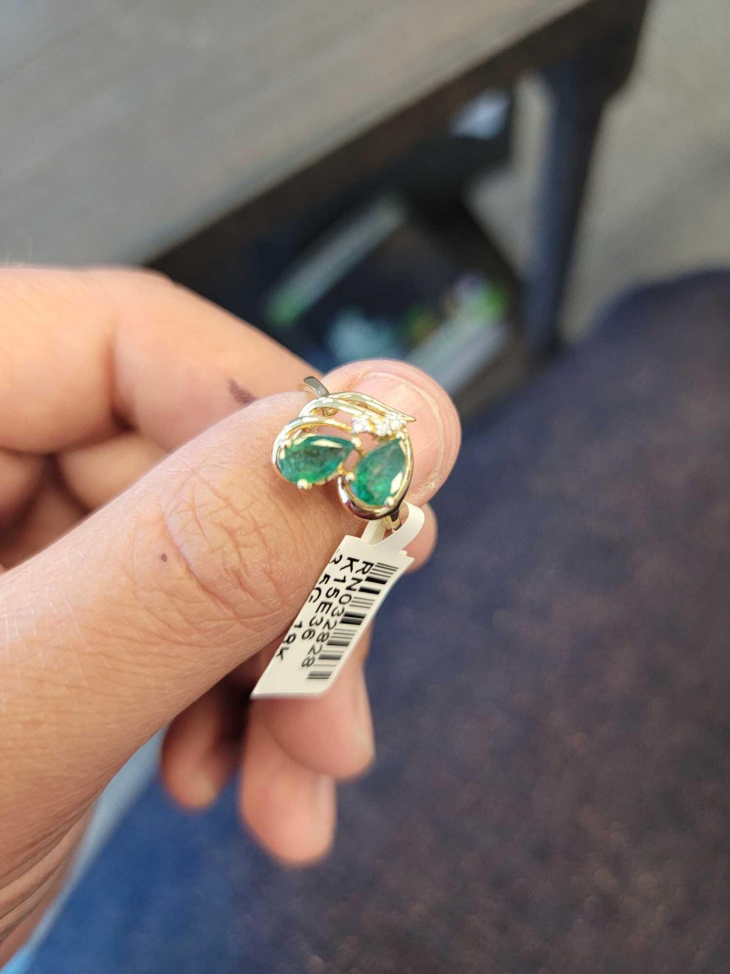 Natural Emerald and Diamond 18KT Gold