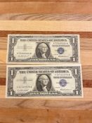 (2) 1957 VF $1 Silver Certificates