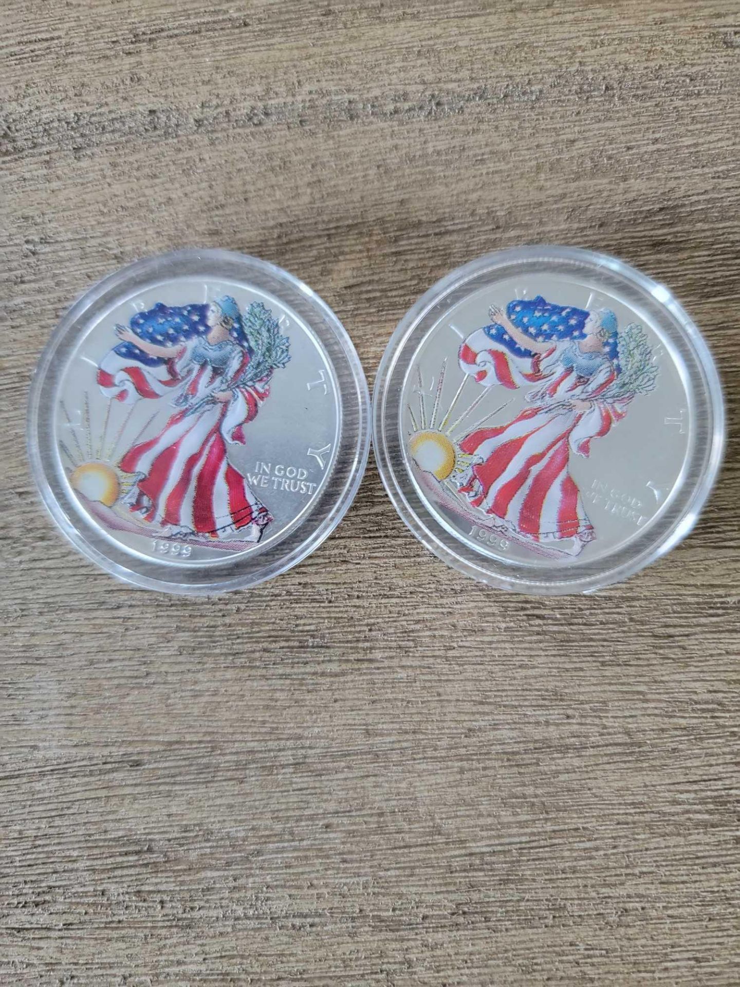 2 1999 Silver Eagle Colored Coins