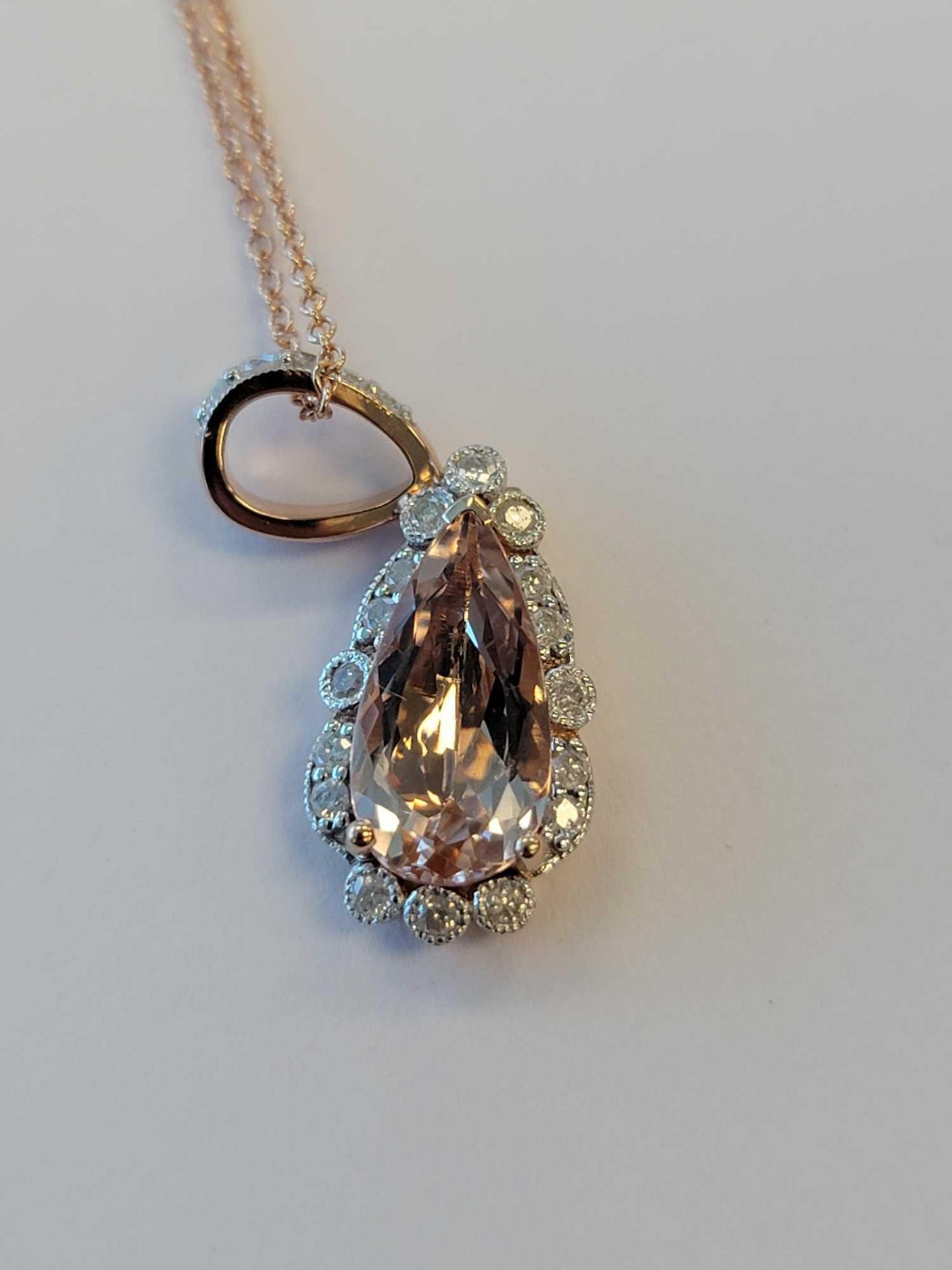 14KT Morganite and Diamond Pendant - Image 2 of 6