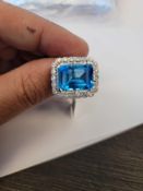 14KT Diamond and Blue Topaz Ring