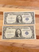 (2) 1935E VF $1 Silver Certificates