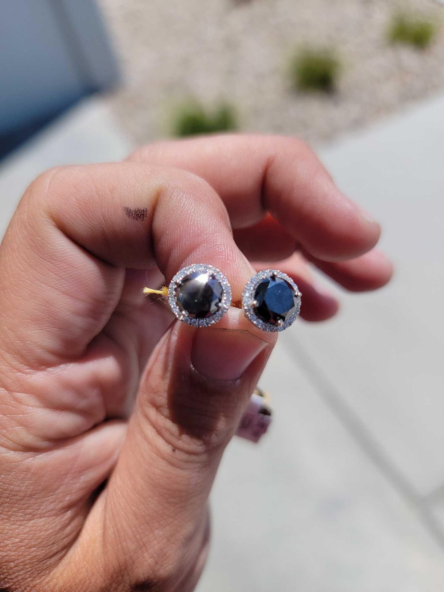 White Gold Black and natural Diamond Earrings - Image 3 of 7