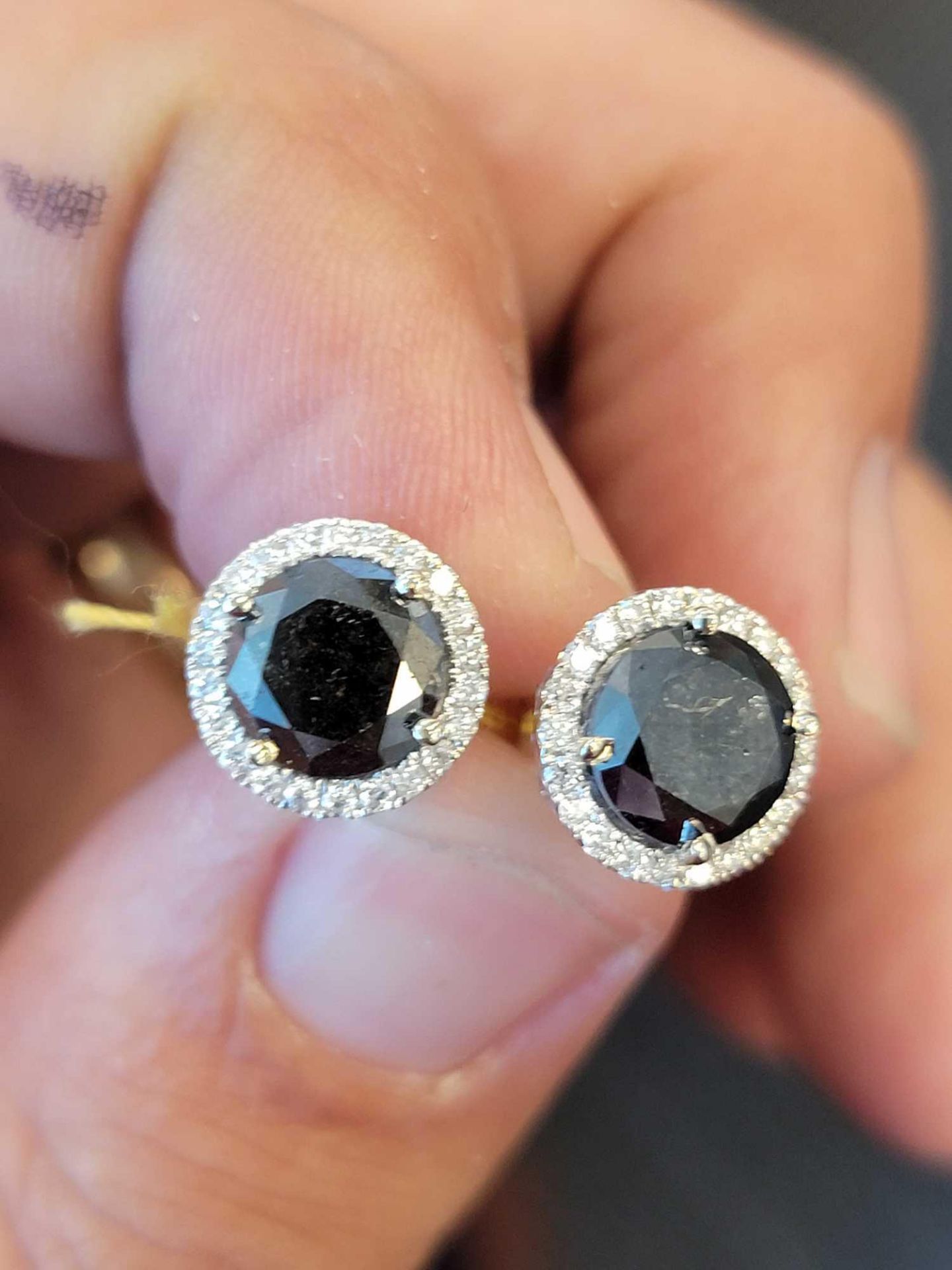 White Gold Black and natural Diamond Earrings - Image 2 of 7