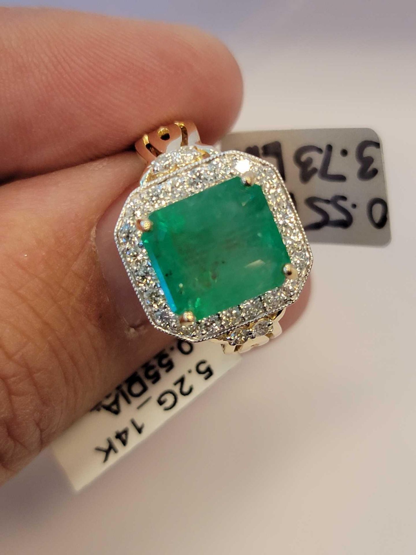 14KT yellow gold diamond and emerald ring - Image 2 of 8