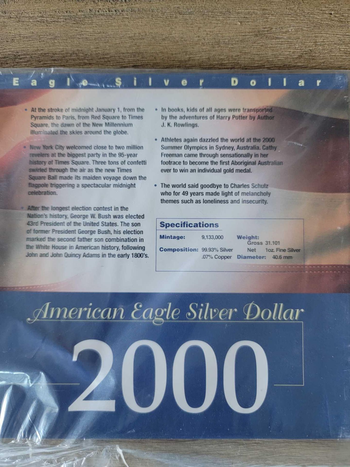 2000 Colored Silver Eagle with Sleeve of Facts - Image 6 of 8