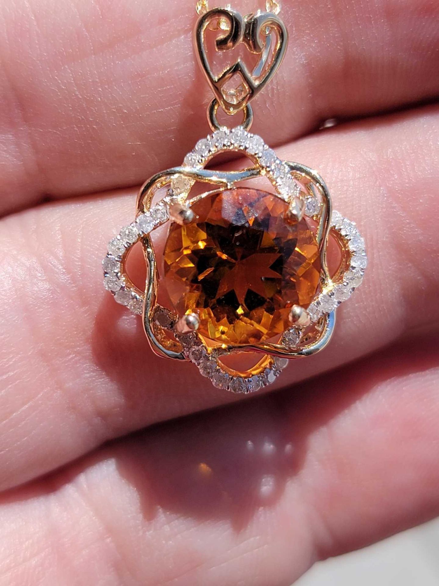 14KT Yellow Gold Diamond and Citrine Necklace - Image 4 of 8