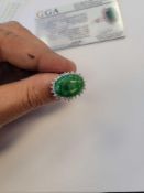 Dyed Green Beryl (Emerald) 11 cts with white sapphire
