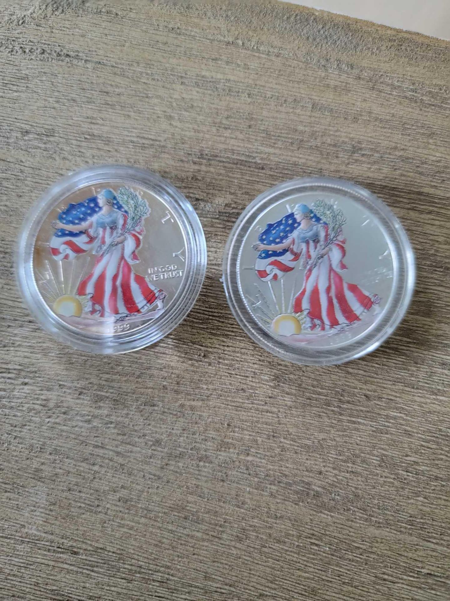 2 1999 Silver Eagle Colored Coins